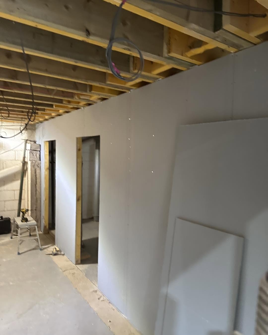 Plasterboard partition wall and new internal door openings in progress