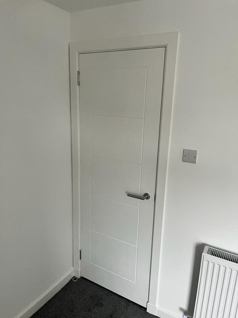 White contemporary internal door with horizontal panel detailing